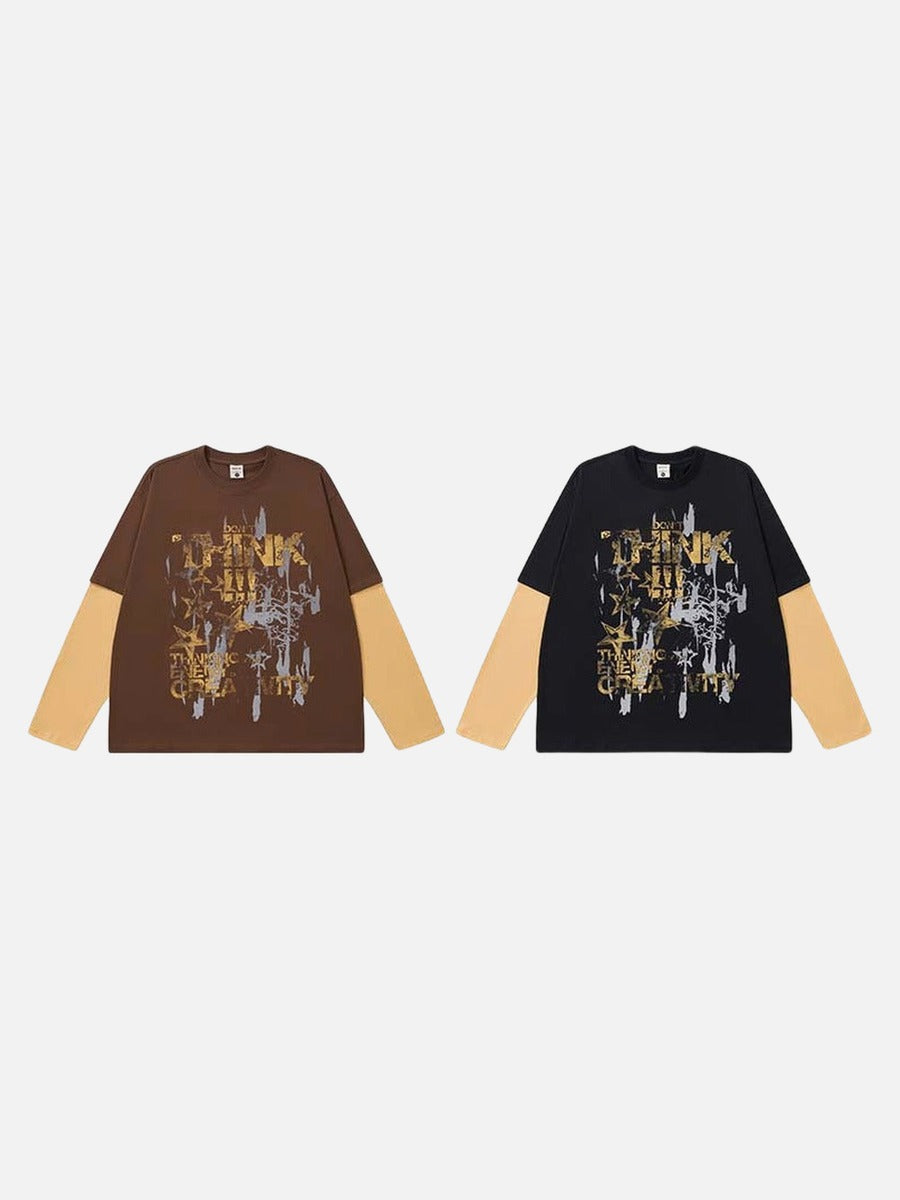 DAXUEN Men's long sleeve crew neck t-shirt with graphic print