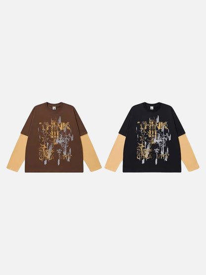 DAXUEN Men's long sleeve crew neck t-shirt with graphic print