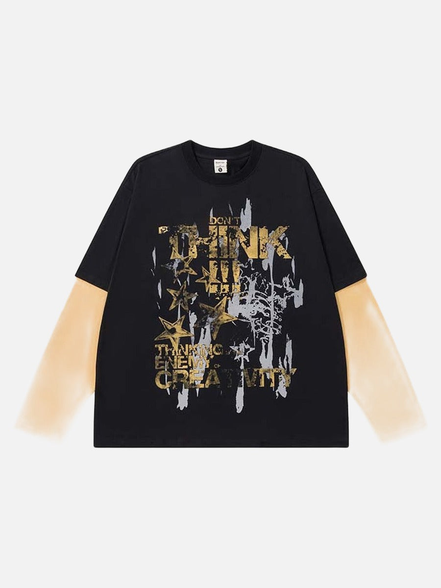 DAXUEN Men's long sleeve crew neck t-shirt with graphic print