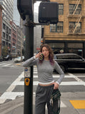 DAXUEN Layered look long sleeve crew neck top — model photo