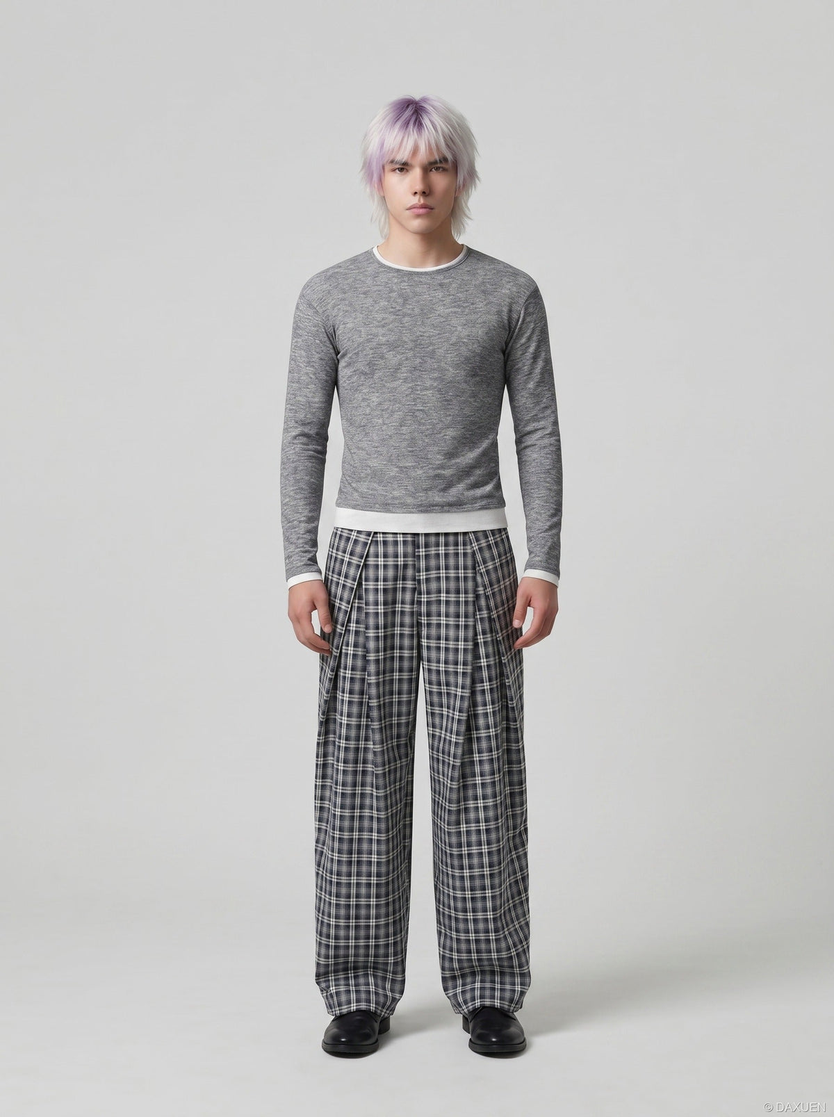 DAXUEN Layered look long sleeve crew neck top — model photo