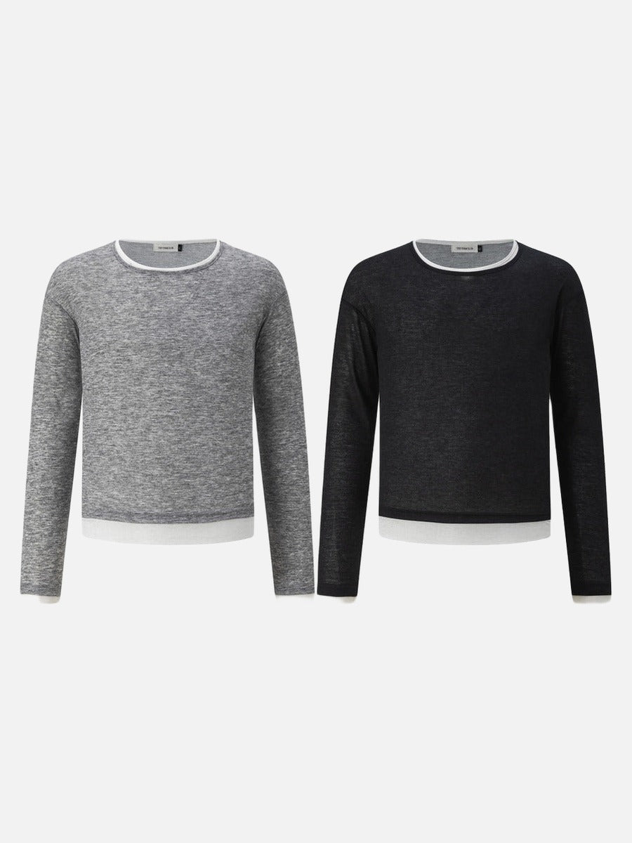 DAXUEN Layered look long sleeve crew neck top