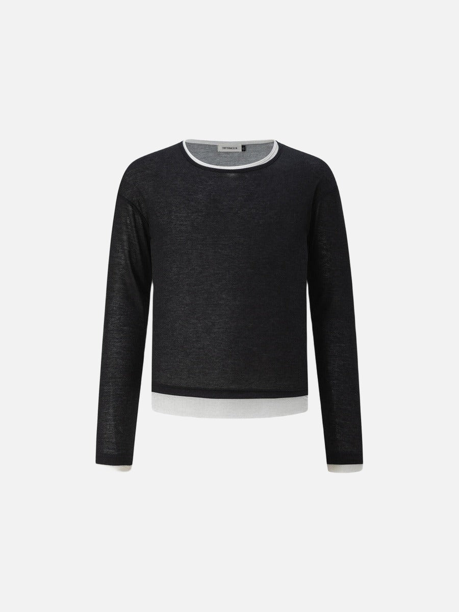 DAXUEN Layered look long sleeve crew neck top