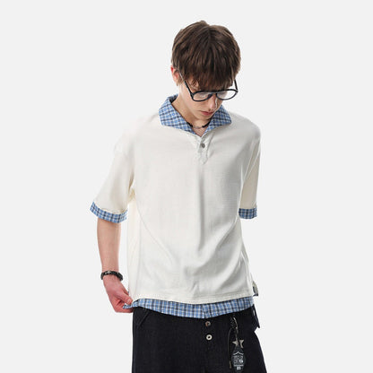 DAXUEN Layered look men's short-sleeved polo shirt