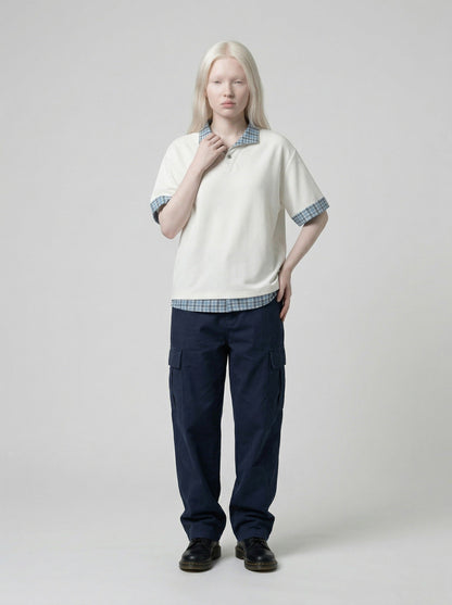 DAXUEN Layered look men's short-sleeved polo shirt — model photo
