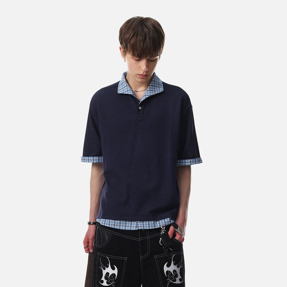 DAXUEN Layered look men's short-sleeved polo shirt
