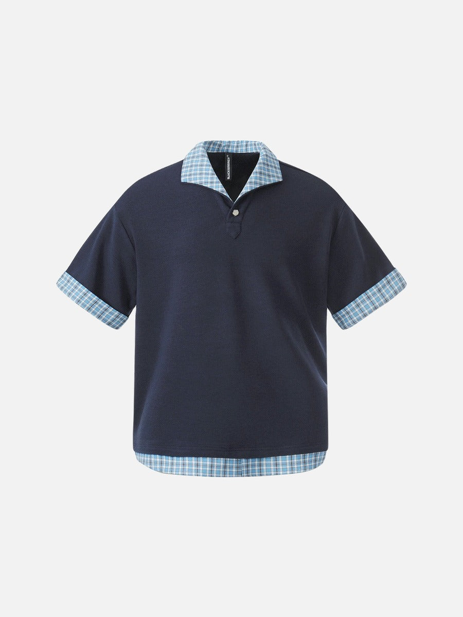 DAXUEN Layered look men's short-sleeved polo shirt