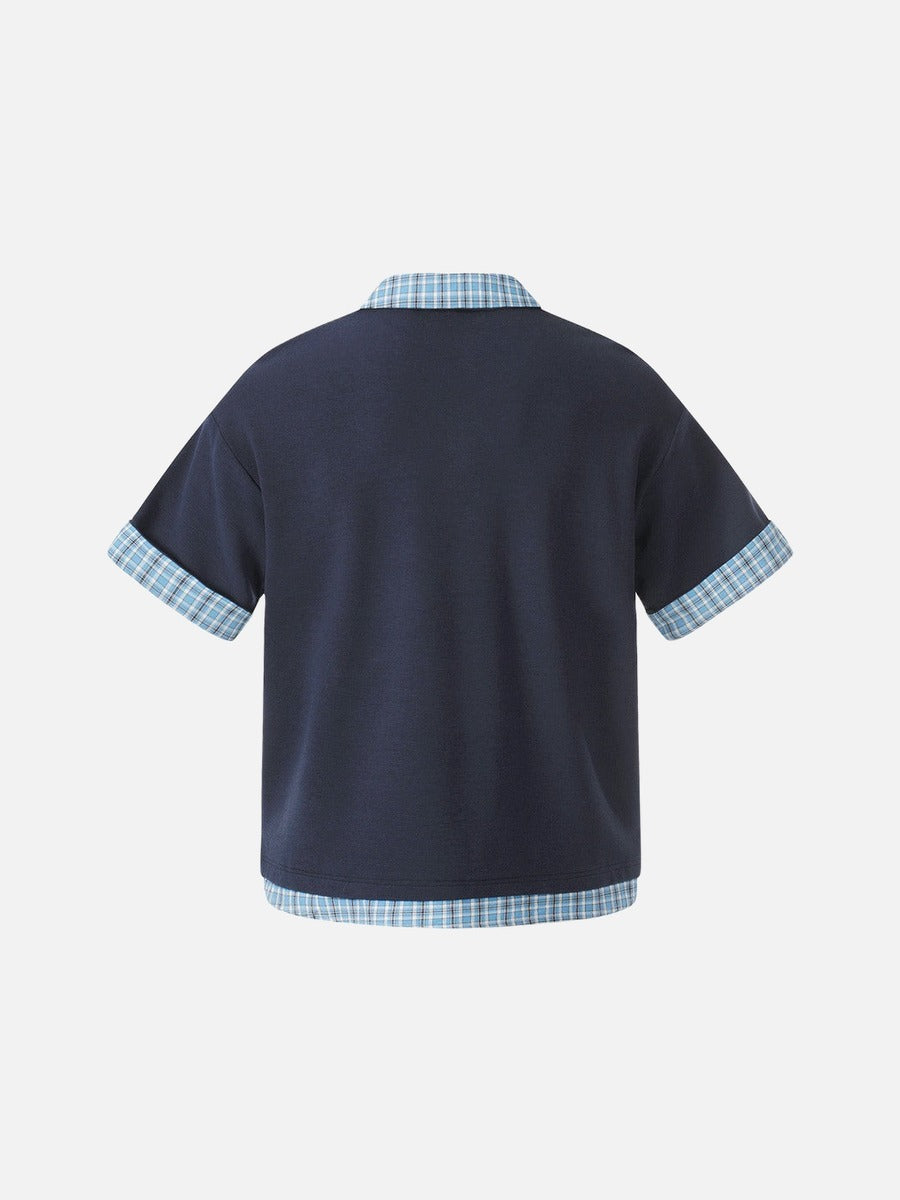DAXUEN Layered look men's short-sleeved polo shirt