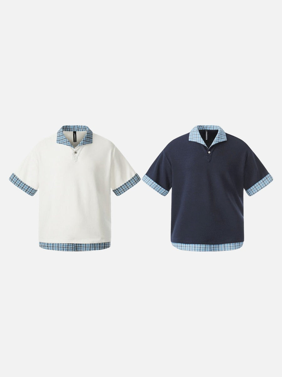 DAXUEN Layered look men's short-sleeved polo shirt