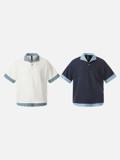 DAXUEN Layered look men's short-sleeved polo shirt