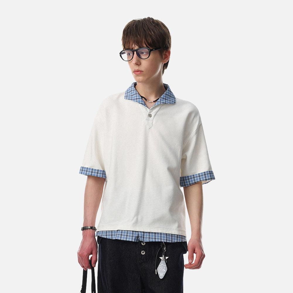 DAXUEN Layered look men's short-sleeved polo shirt