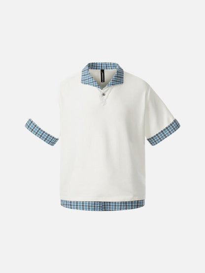 DAXUEN Layered look men's short-sleeved polo shirt