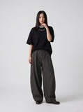 DAXUEN Oversized short-sleeved T-shirt with layered neckline design — model photo