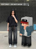 DAXUEN Oversized short-sleeved T-shirt with layered neckline design — model photo