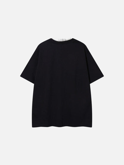 DAXUEN Oversized short-sleeved T-shirt with layered neckline design