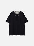 DAXUEN Oversized short-sleeved T-shirt with layered neckline design