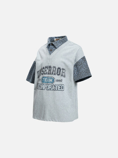 DAXUEN Layered look short-sleeved top with graphic print