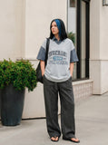 DAXUEN Layered look short-sleeved top with graphic print — model photo