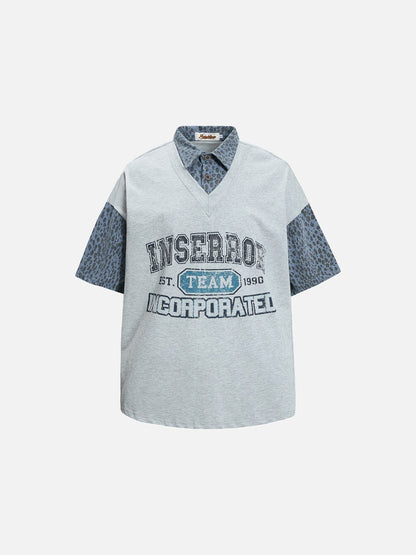 DAXUEN Layered look short-sleeved top with graphic print