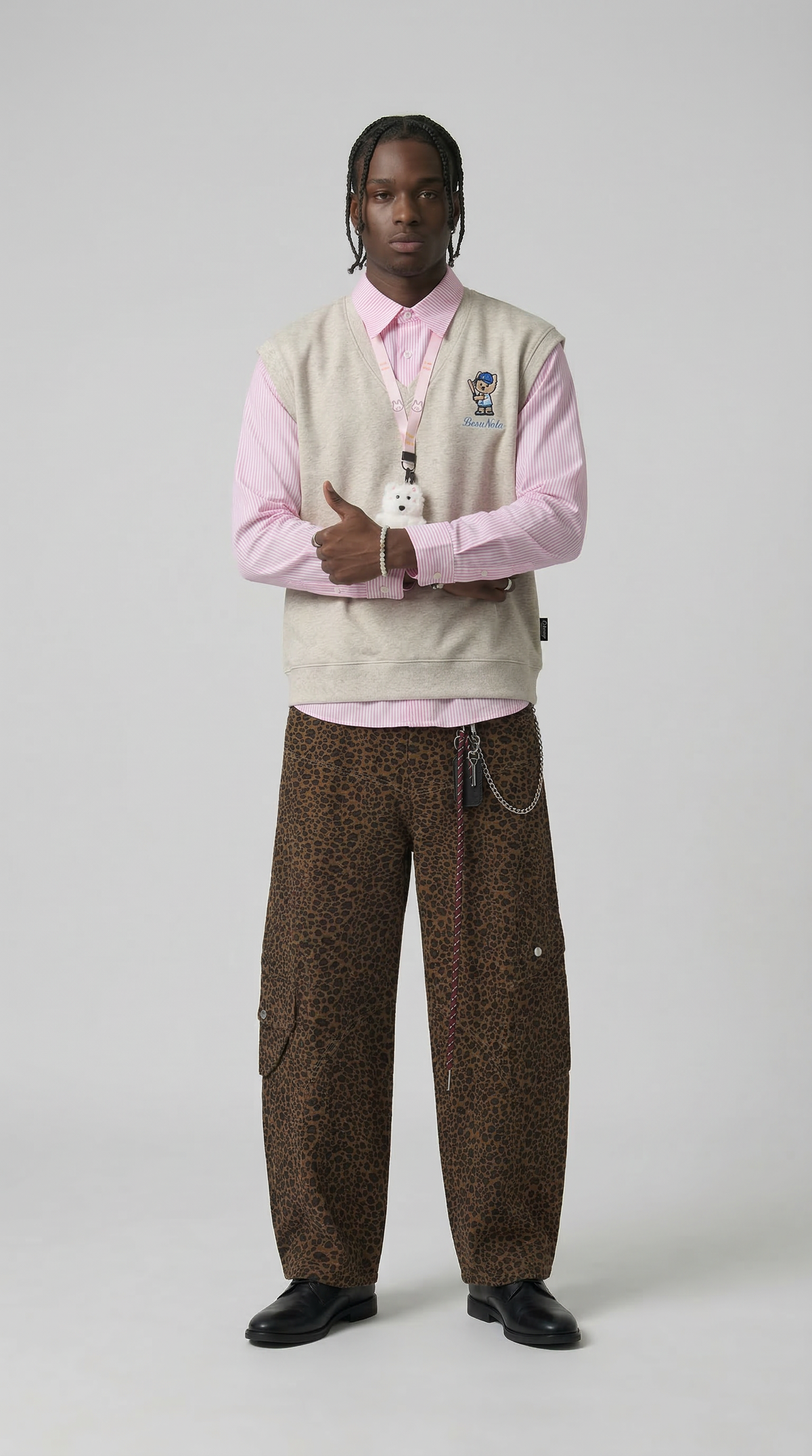 layered-mock-vest-graphic-tee — model photo