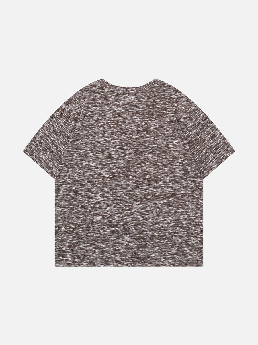DAXUEN Layered neckline short-sleeved top in heathered fabric