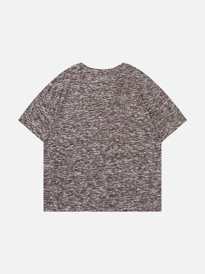 DAXUEN Layered neckline short-sleeved top in heathered fabric