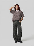 DAXUEN Layered neckline short-sleeved top in heathered fabric — model photo