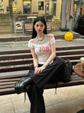 Layered Off-Shoulder Graphic Top