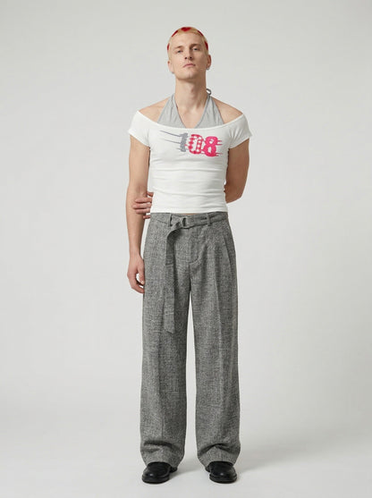 DAXUEN Layered women's off-shoulder graphic top — model photo