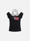 DAXUEN Layered women's off-shoulder graphic top