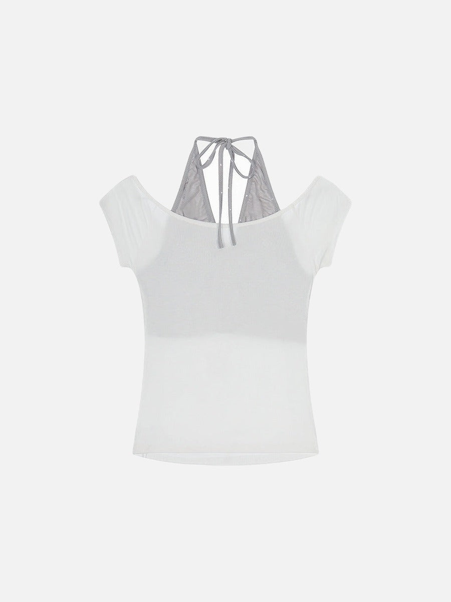 DAXUEN Layered women's off-shoulder graphic top