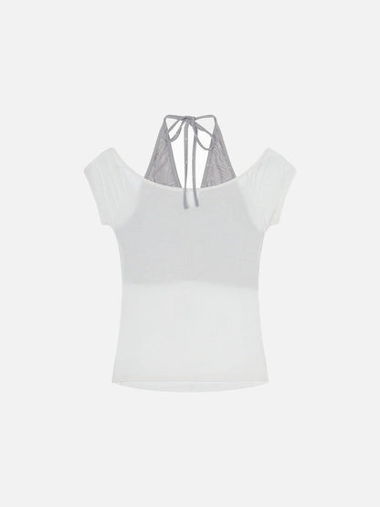 DAXUEN Layered women's off-shoulder graphic top