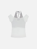 DAXUEN Layered women's off-shoulder graphic top
