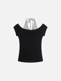 DAXUEN Layered women's off-shoulder graphic top