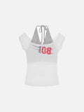DAXUEN Layered women's off-shoulder graphic top