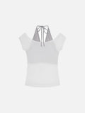 DAXUEN Layered women's off-shoulder graphic top