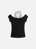 DAXUEN Layered women's off-shoulder graphic top