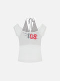 DAXUEN Layered women's off-shoulder graphic top
