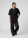 DAXUEN Layered oversized short-sleeve T-shirt with plaid detail — model photo