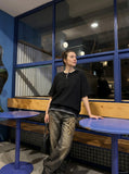 DAXUEN Layered oversized short-sleeve T-shirt with plaid detail — model photo