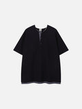 DAXUEN Layered oversized short-sleeve T-shirt with plaid detail