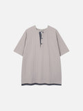 DAXUEN Layered oversized short-sleeve T-shirt with plaid detail