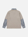 Faux-layered long sleeve plaid top