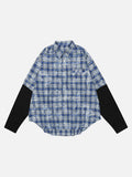DAXUEN Layered plaid oversized long-sleeve shirt