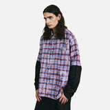 DAXUEN Layered plaid oversized long-sleeve shirt — model photo