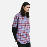 DAXUEN Layered plaid oversized long-sleeve shirt