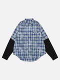 DAXUEN Layered plaid oversized long-sleeve shirt