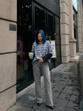 DAXUEN Layered plaid oversized long-sleeve shirt