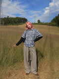 DAXUEN Layered plaid oversized long-sleeve shirt