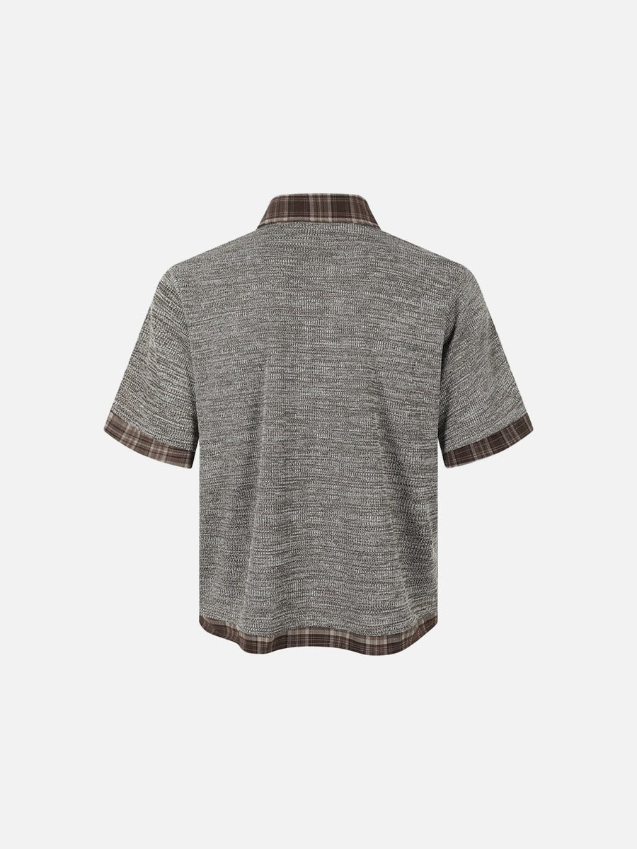 DAXUEN Layered plaid short-sleeved casual shirt